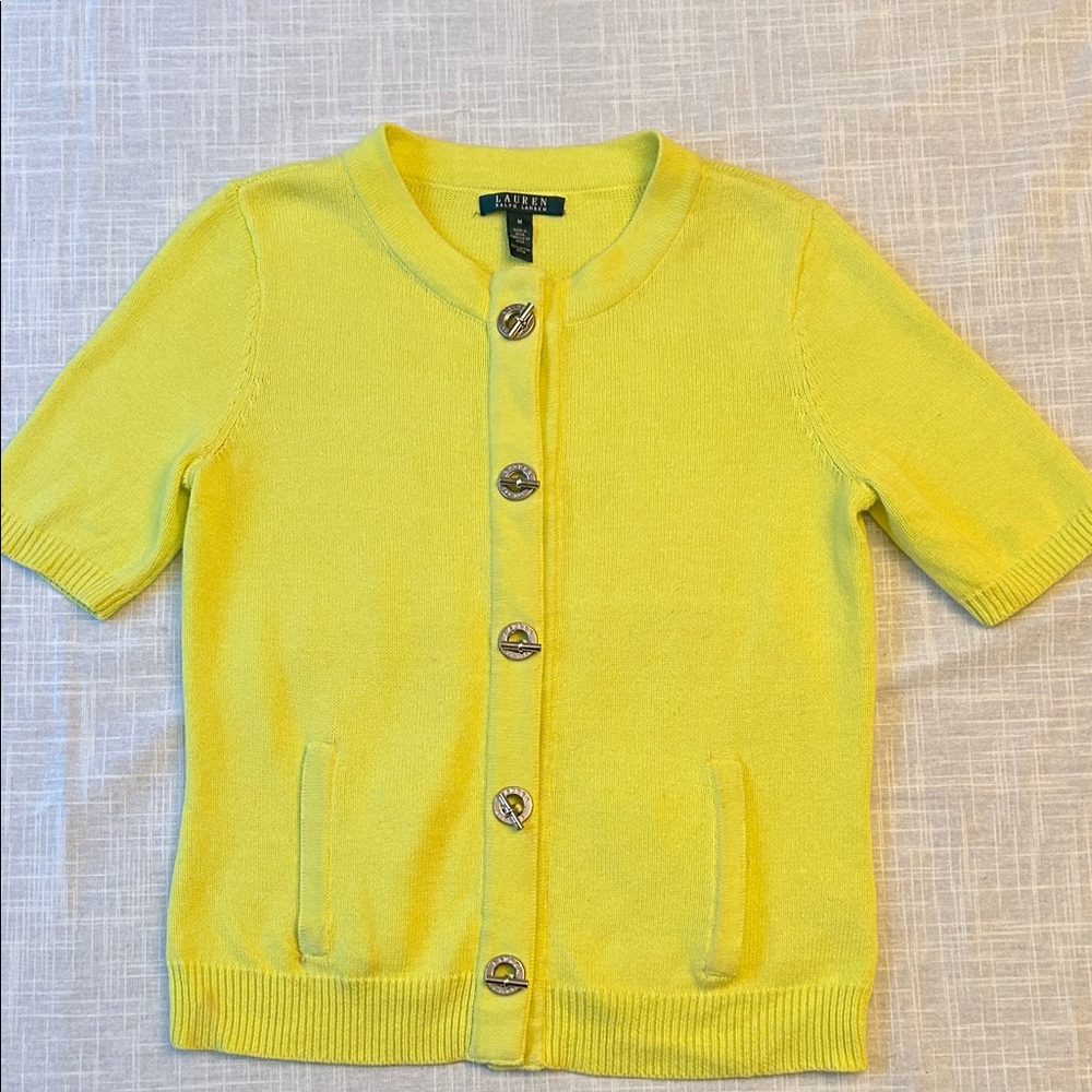 Ralph Lauren Yellow Short-Sleeve Button Cardigan